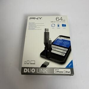 PNY  DUO Link 64GB USB 3.0 OTG Flash Drive for iOS Devices and Computers